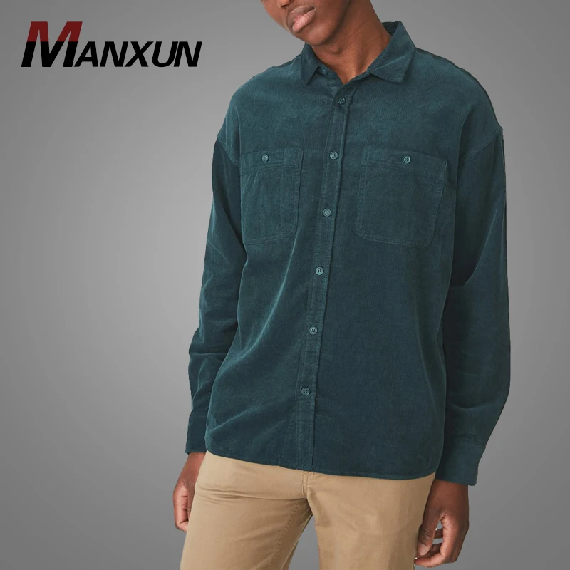 Custom Long Sleeve Corduroy Workwear Casual Shirt Blank Latest Shirt Design For Men
