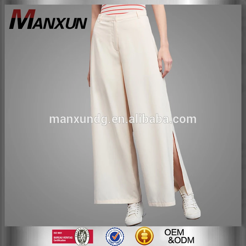 New Wide- leg Pants Pure Color Ladies pants High Waist Slit Trousers