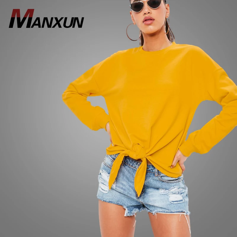 Fashion Clothes Yellow Long Sleeve T Shirt Sweatshirt Vintage Hip Hop Unbranded Women Sweatshirt 2018