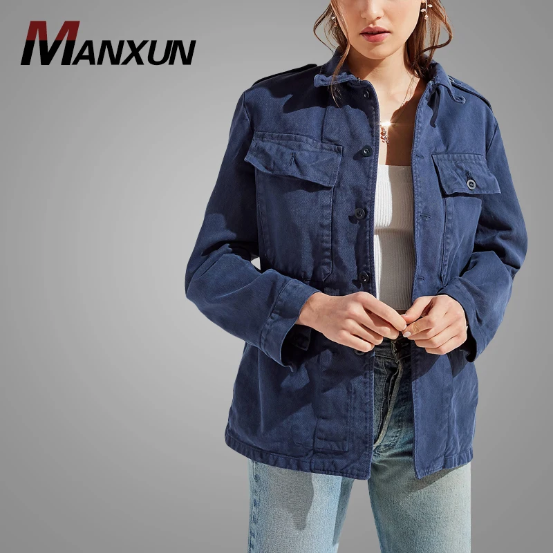 2018 Fashion Custom Oversized Work Jacket For Women Hot Sell Button Cuff Ladies Jacket