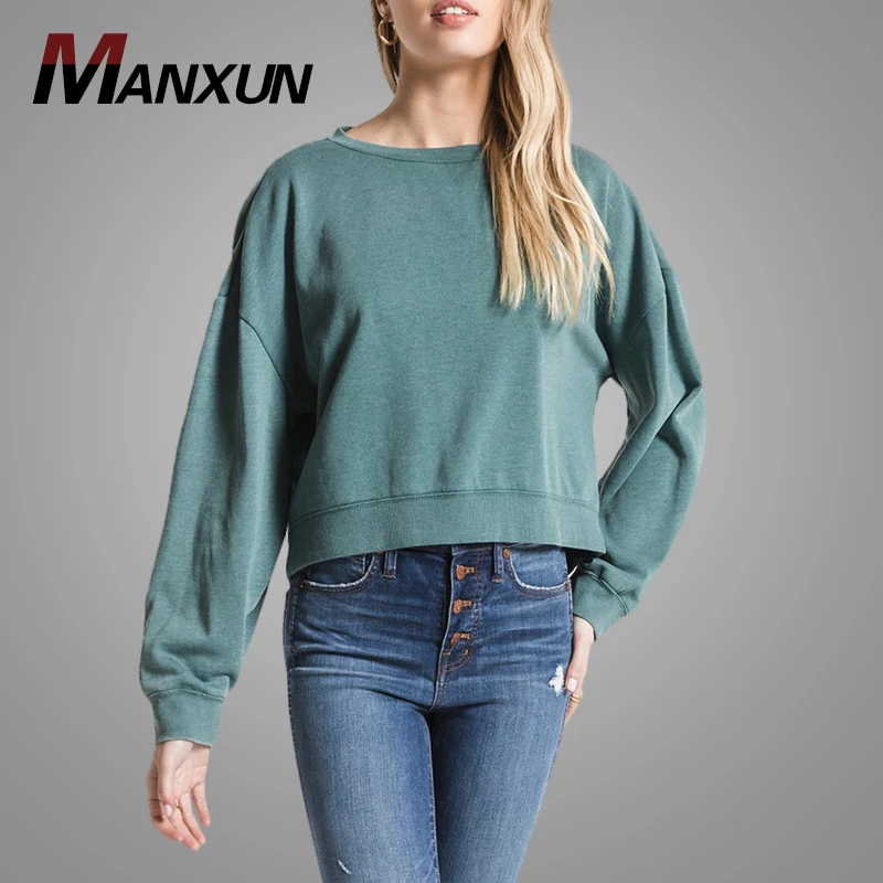 Oversized New Design Mint Womens Crop Hoodie Long Sleeve Pullover  Hoodie  for Women