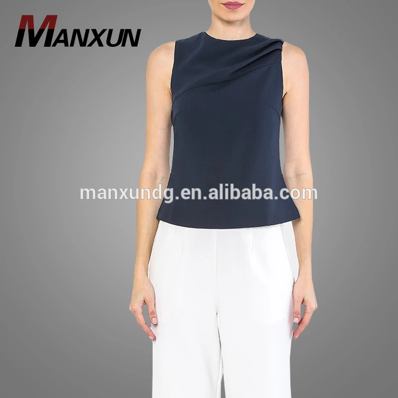 New Style Black Top Fashion Back Zip Women Arrival Hotsale Sleeveless Bodycon Blouse Wholesale Online