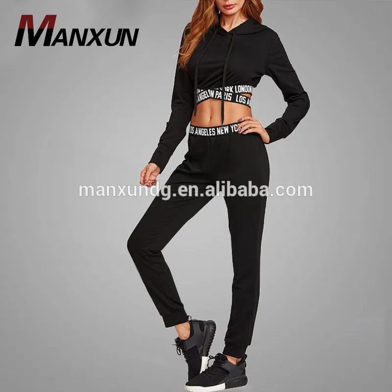 Hot Sale Sport Design Running Leggings Customized Printed Cross Strap Lady Hoodie And Sweatpants Sets