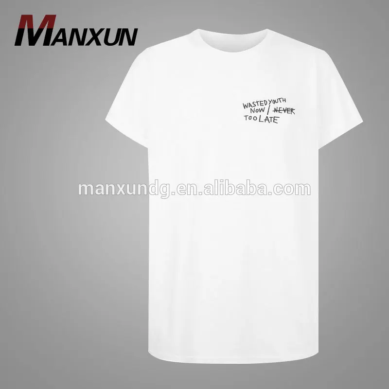 100%Cotton Top Quality Men White T-Shirt With Customized Logo White Embroidered Logo T-Shirt