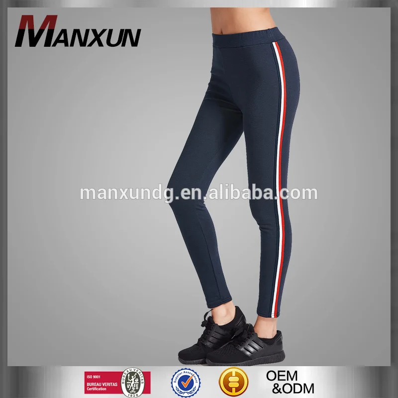 Women High Quality Yoga Fitness Sports Leggings Striped Side Ankle Legging Women Manufacturer