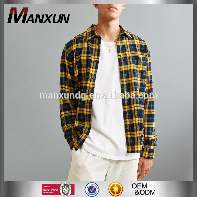 Wholesale Mens Clothing Fashion Button Down Shirt Long Sleeve Flannel Check Shirts