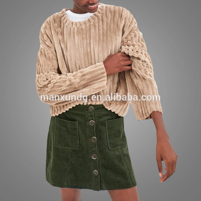 High Quality Ribbed Faux Fur Fabric Top