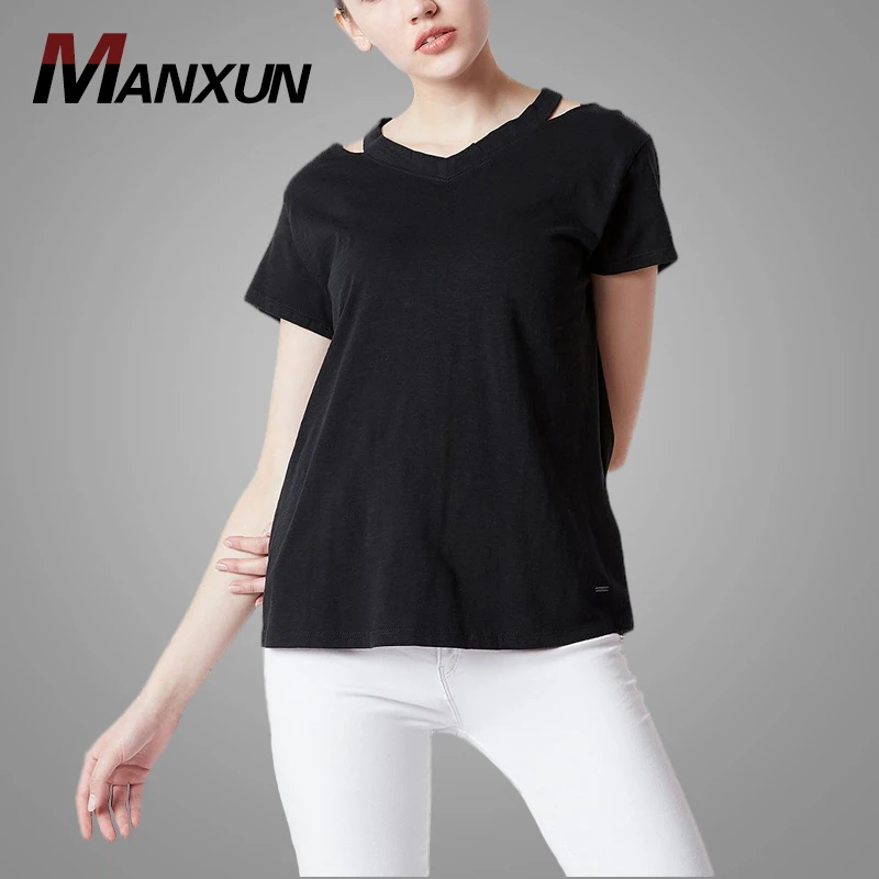 Cheap Plain Oversized T-shirt Women Blank Printing Custom T Shirt Womens Casual Crew Neck Tee