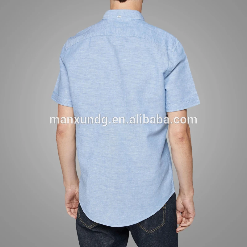 Wholesale Plain Casual Polo Slim FIt Linen Latest Shirts For Men Pictures 5
