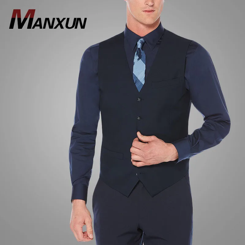 Wholesale High Quality Fashion Men Business Suit Waistcoats Custom Solid Suit Separates V-neck Vest 2018