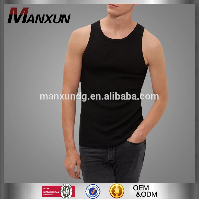 Wholesale OEM Men Sleeveless Black Tank Top Man's Muscle Long Sports Wear And Gym Wear