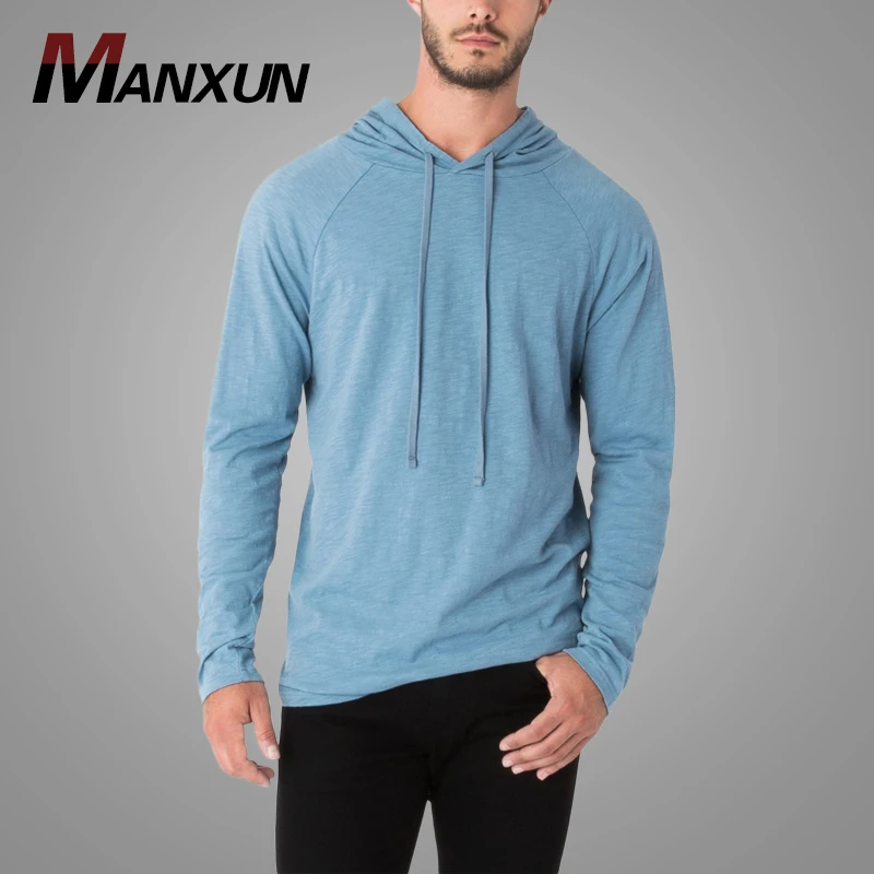 Dongguan Wholesale Light Blue Plain Pullover Hoodie Spring Casual Thin Mens Oversized Hoodie