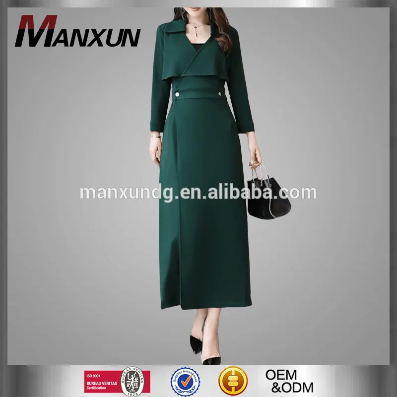 Elegant Casual Women Coat for Winter Women's Fashion Solid Overcoat Long Sleeve Slit Maxi Party Jacket Dress