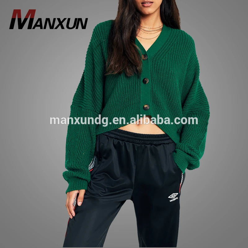 Latest Design Cropped Button-Down Sweater Ladies Cardigan Handmade Knitting School Sweaters Jacket