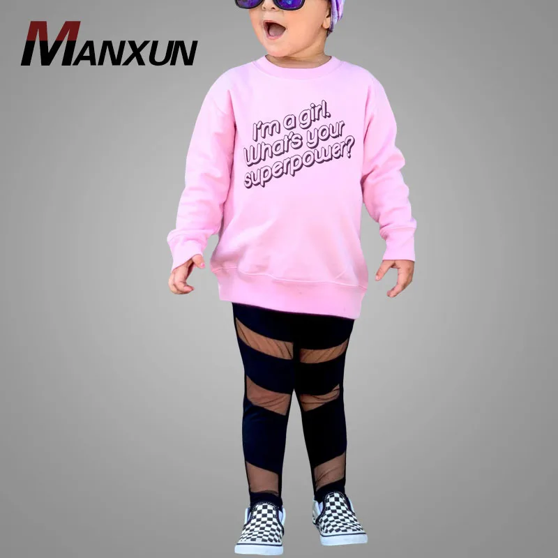 2018 Baby Clothes 100% Cotton Girl Sweatshirt Printing Letter Pink Sweatshirt Wholesale Children Pullover