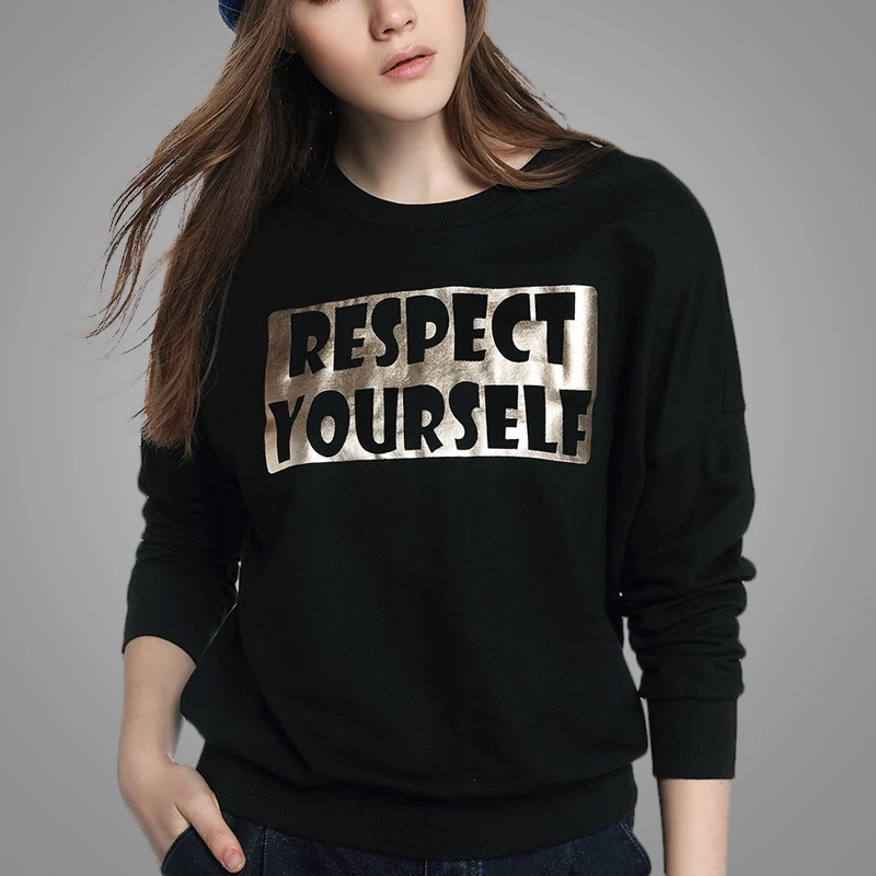 Wholesale Black Letters Slogan T-shirt Women Cartoon Round Neck Sports Casual Sequin T-shirt Female
