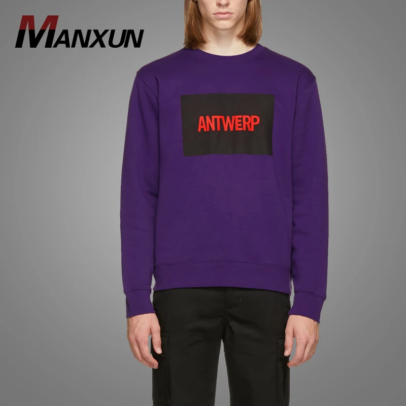 OEM Design Long Sleeve Cotton Blend Fleece Sweatshirt Purple Xxxxl Crewneck Sweatshirt Men