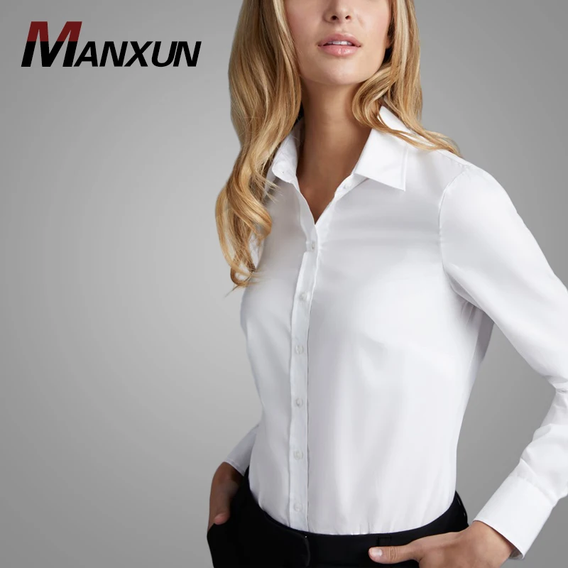 High Quality White Long Sleeve Women Shirt Slim Fit Business Dress Shirt for Women