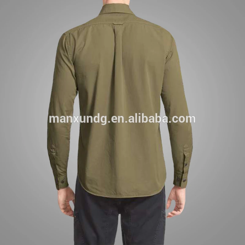 New Fashion Plain Long Sleeves Casual Shirt For Men Classic Design Front Pocket Woven T Shirt Anti-Wrinkle Tee 5