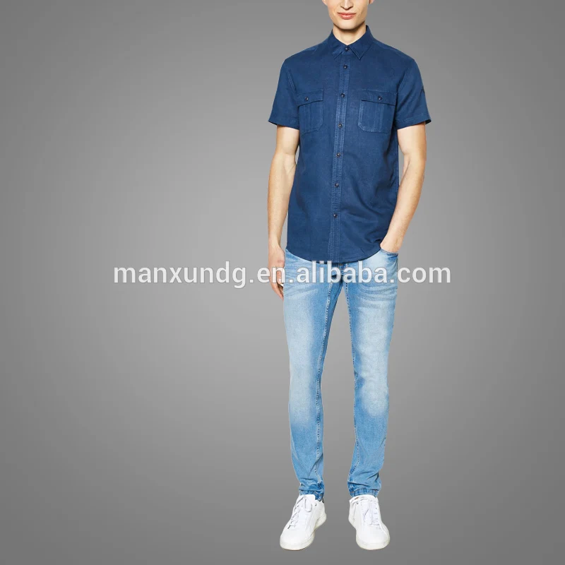 Linen slim-fit stylish casual shirt men uniform shirt short sleeves button placket shirt