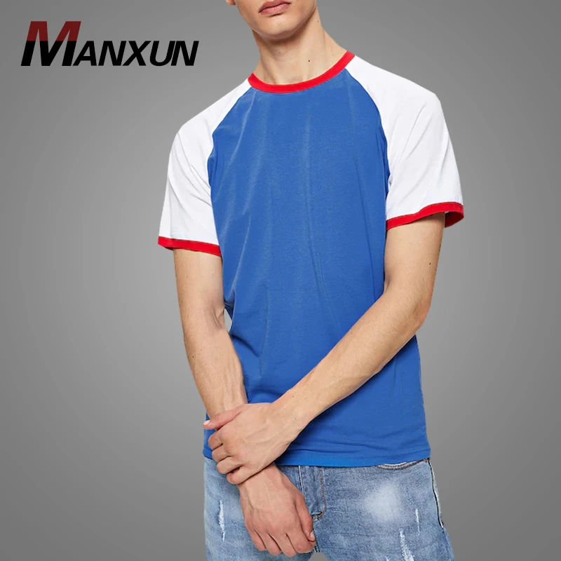 Custom New Design Dry Fit Men Blank TShirts Custom Good Quality Colorblock Raglan Sleeve Tee shirt  Men