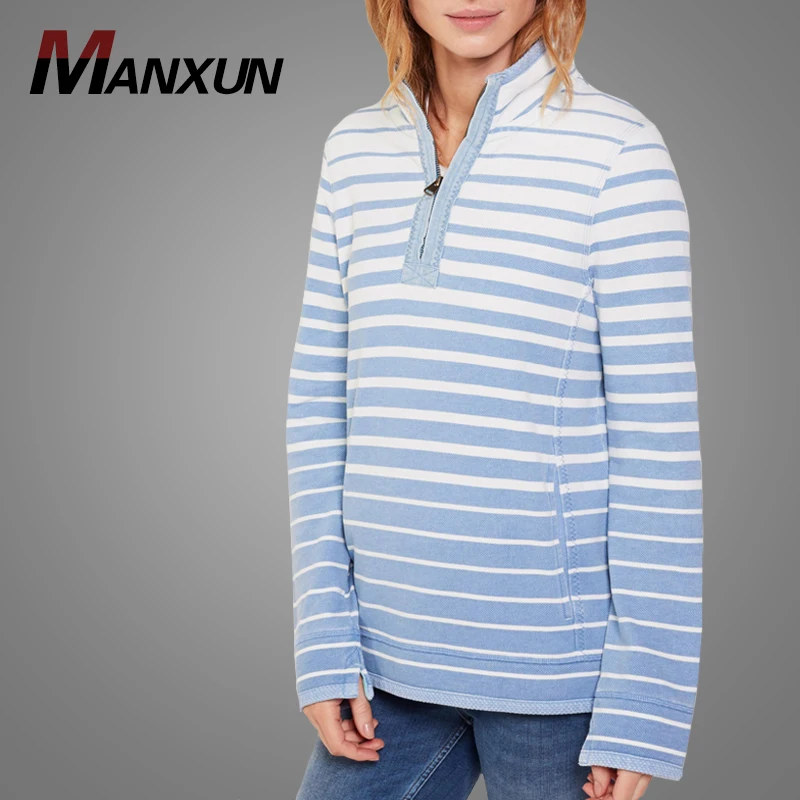 Wholesale Hot Popular Oversized Sweatshirt Casual Stripe Style Women Spring Long Sleeve Blouse Clothing Crop Tank Tops