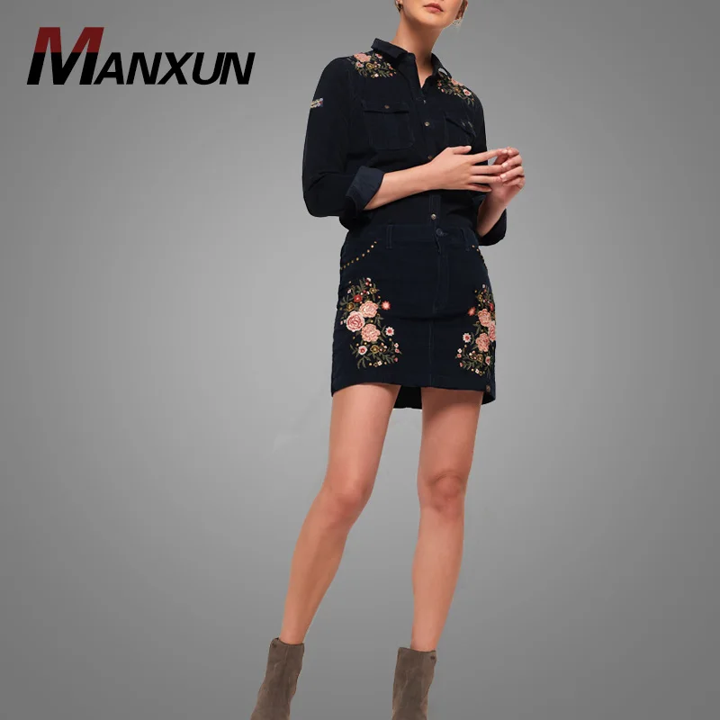Custom High Quality Embroidery Crop Top Sweatsuit 2018 Autumn Casual Tracksuit Hotsale Elegance Coat And Skirt Online