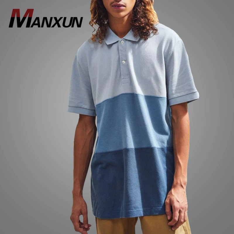 Dongguan High Quality Colorblock Pique Hemp Polo Shirt Design Two Tone Polo T shirt With Custom Logo