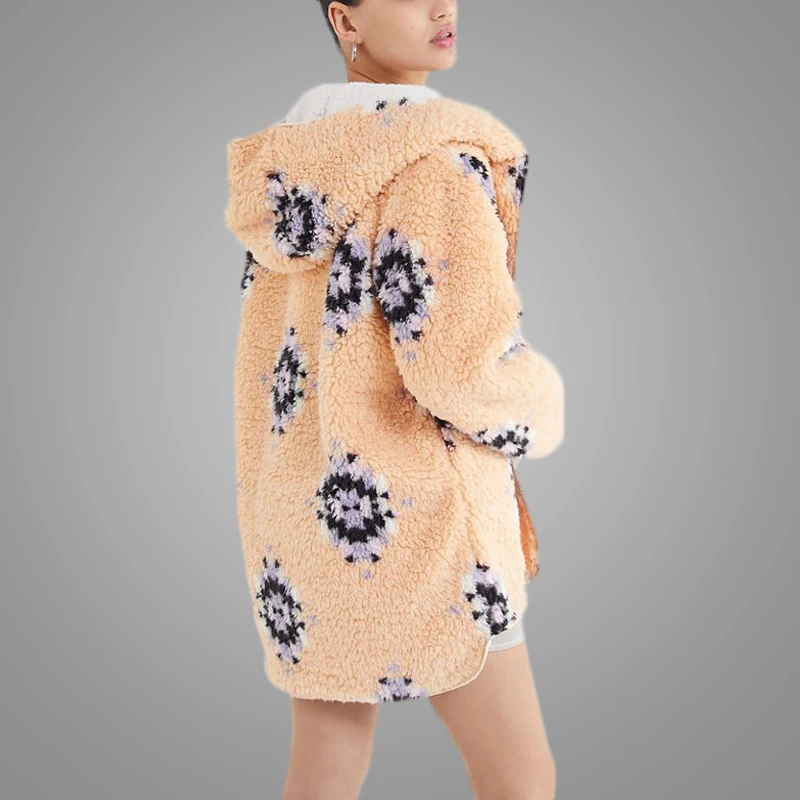 Hot Sale Ladies Winter Coats Cozy Reversible Teddy Coat Faux Fur Sherpa Jacketss for Women 5