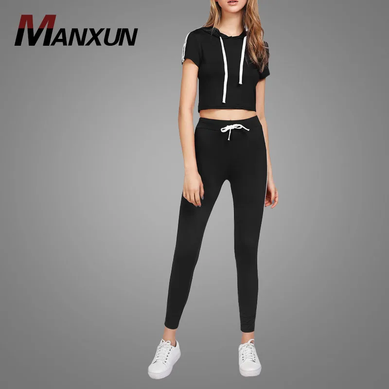 Custom Contrast Side Stripe Sweatsuit Two Piece Sweatsuit Women Tracksuit Set