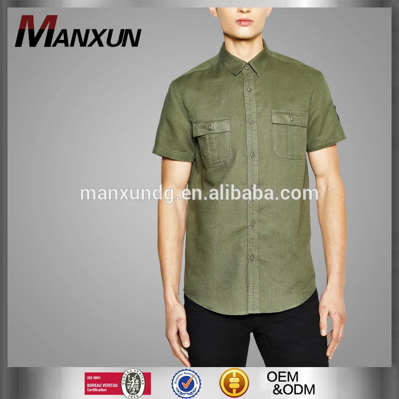 Casual slim fit shirt with pockets 100% cotton men short shirts polo shirt for men