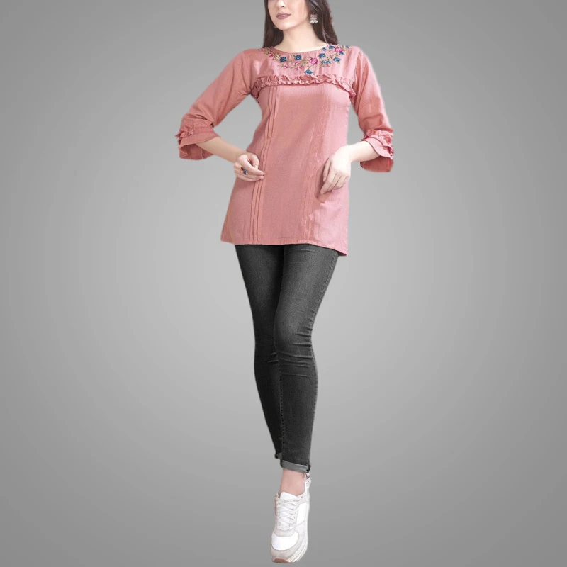 Women Clothing Hemp Plus Size Tops Female Confetti Embroidered Tops Blouses 2018 for Girls Womens 3