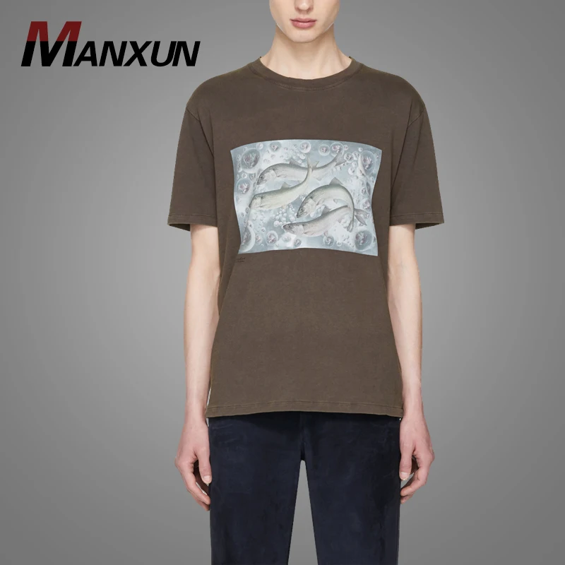 Customized Graphic Printing 100% Cotton Mens Tee T Shirt 2018