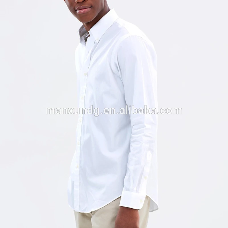 Wholesale Dongguan Clothing Custom Solid Cotton White Long Sleeve Dress Shirts For Men 11