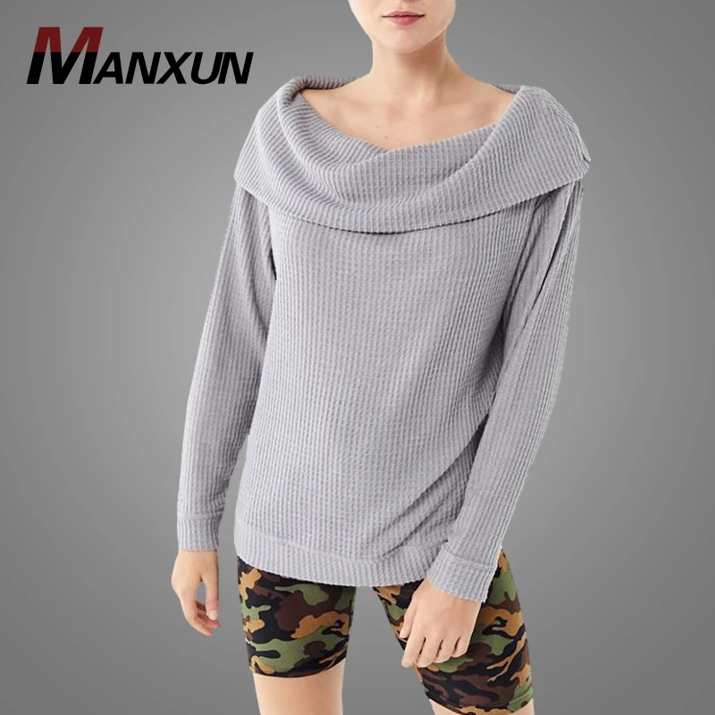 Wholesale Autumn Fashion OEM Women Loose Knitted Sweater Blouses Sexy Off Shoulder Sweater Blouse 2018