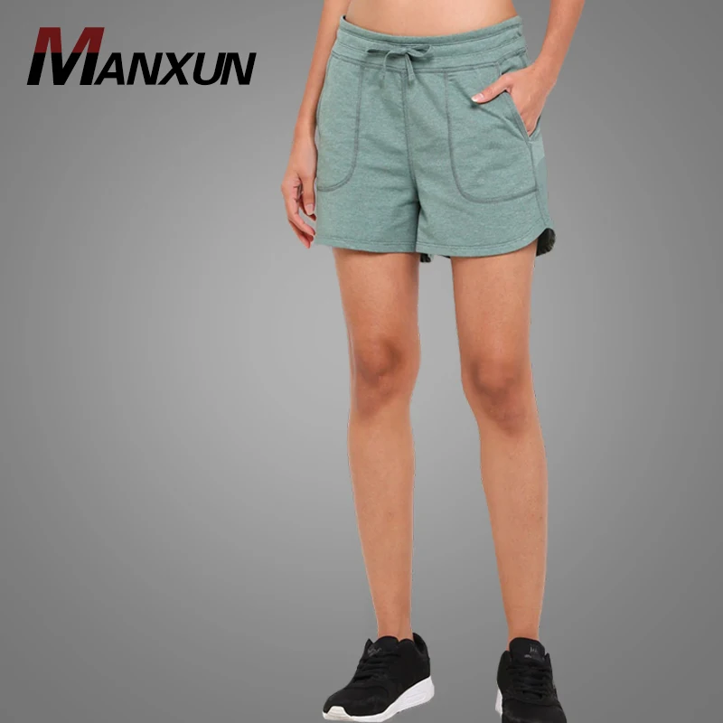 2018 OEM Custom Summer Workout Women Shorts High Quality Elastic Waistband Cotton Sport Shorts