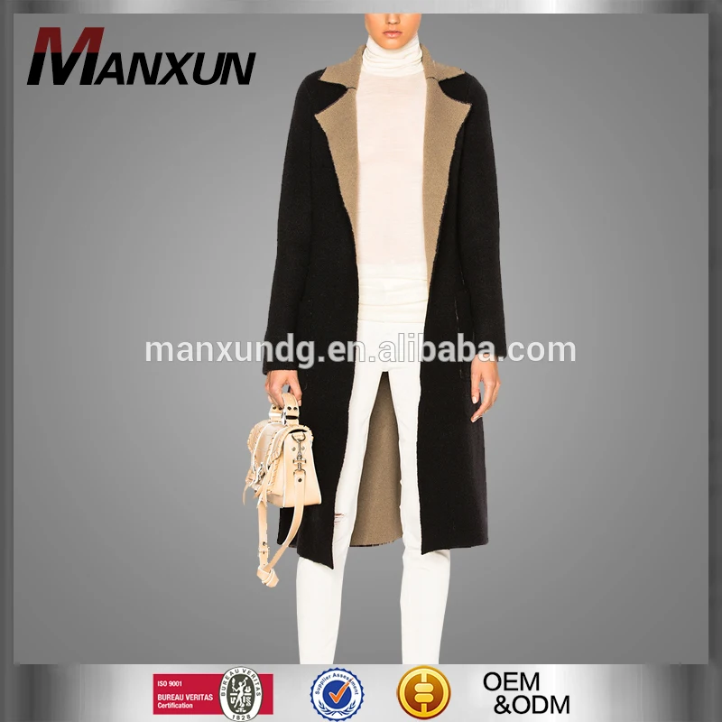Oem Fashion Black Coats For Girls Euramerican Ladies Overcoat Custom Beautiful Clothing