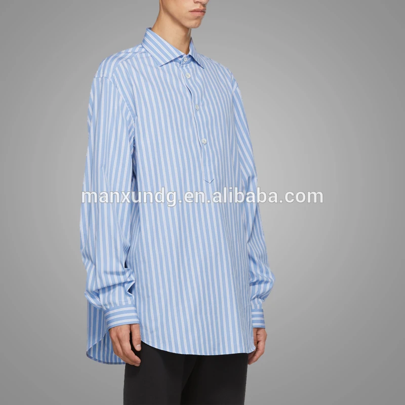 Custom Design Blue Striped Mens Dress Shirt Button Uniform Dress Shirt 7