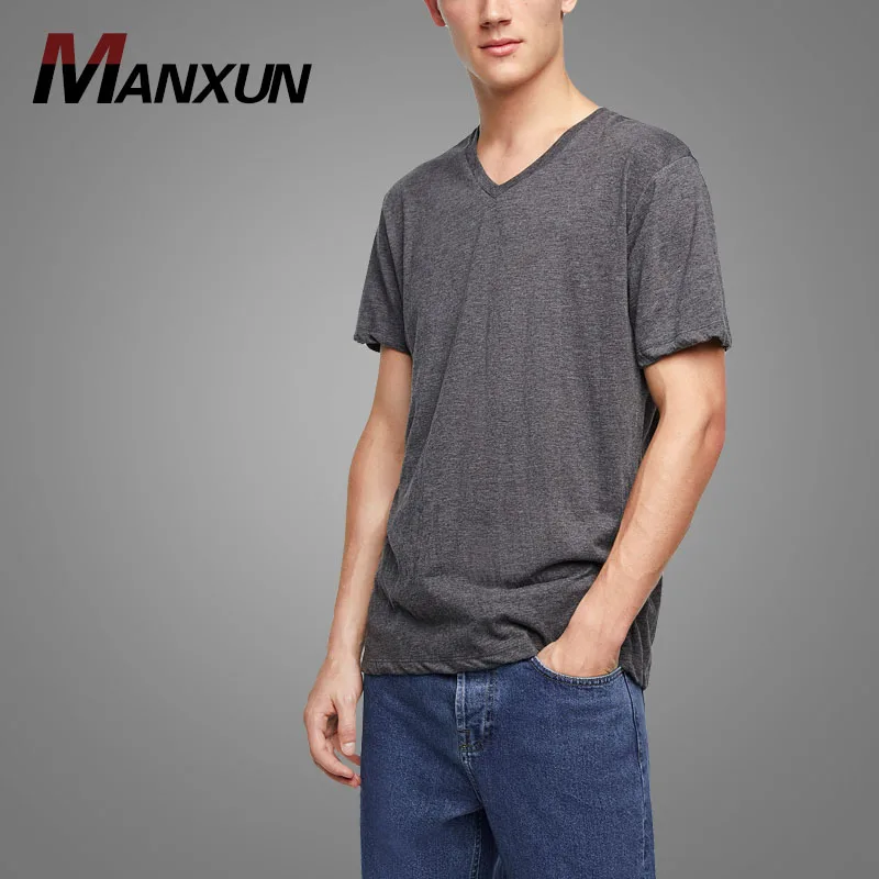 Teenagers Clothing 2018 China Supplier Basic Cotton Tshirt V neckline  Short sleeves Tee shirt