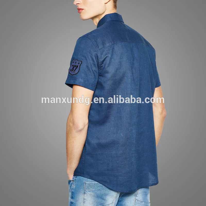Linen slim-fit stylish casual shirt men uniform shirt short sleeves button placket shirt 5