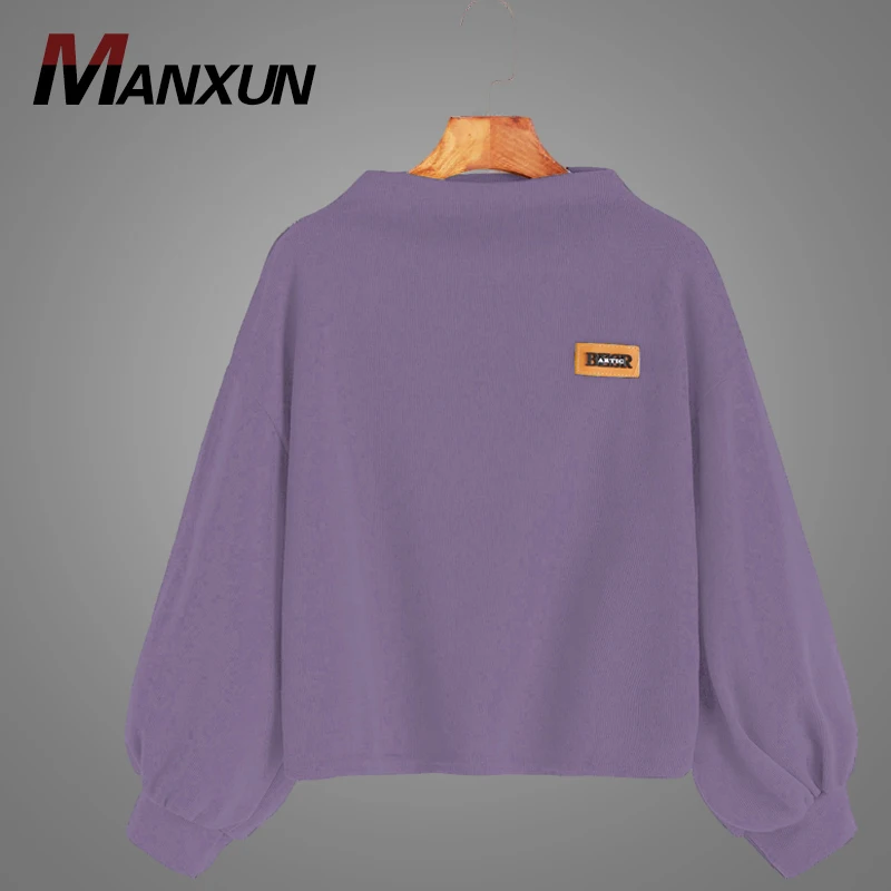 Factory Price Purple Patch Sweatshirt Femme Dance Cropped Short Fleece Cotton Ladies Sweatshirt Tops