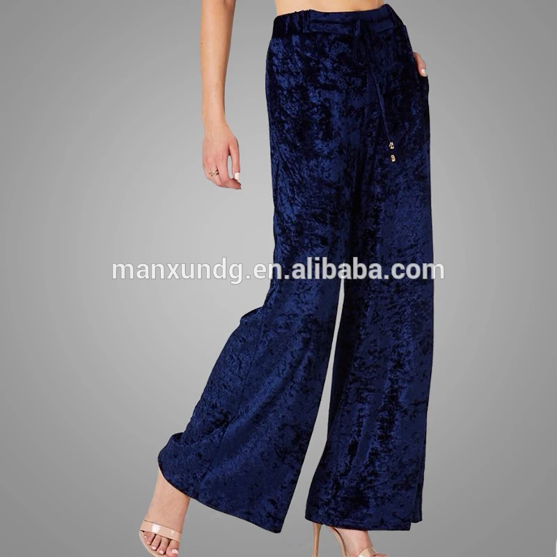 Women Wide Leg Pant 2018 New Arrival Fashion Velvet Fabric Casual Trousers Soft Elastic Waist Pants 3