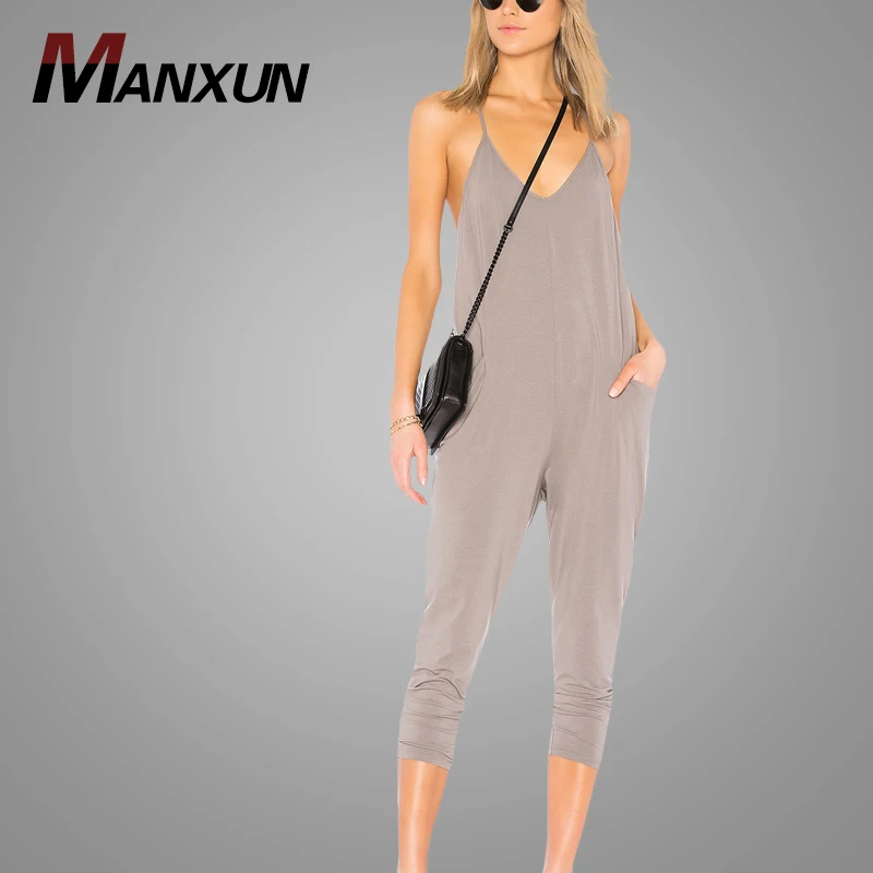 Wholesale Latest Design  Fashion Women Sexy Jumpsuits Strap V Neck Sleeveless Jumpsuit  2018 Romper Jumpsuits