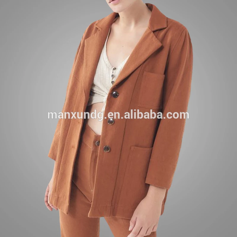 Best Selling Custom Women Oversized Plain Formal Blazer Jacket Good Quality Single Button Office Suits Jacket For Female