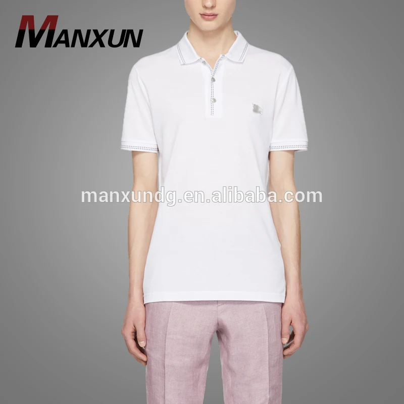 Wholesale White Polo Shirts Short Sleeve Cotton Rib Knit 100% Cotton Polo T Shirt 2018