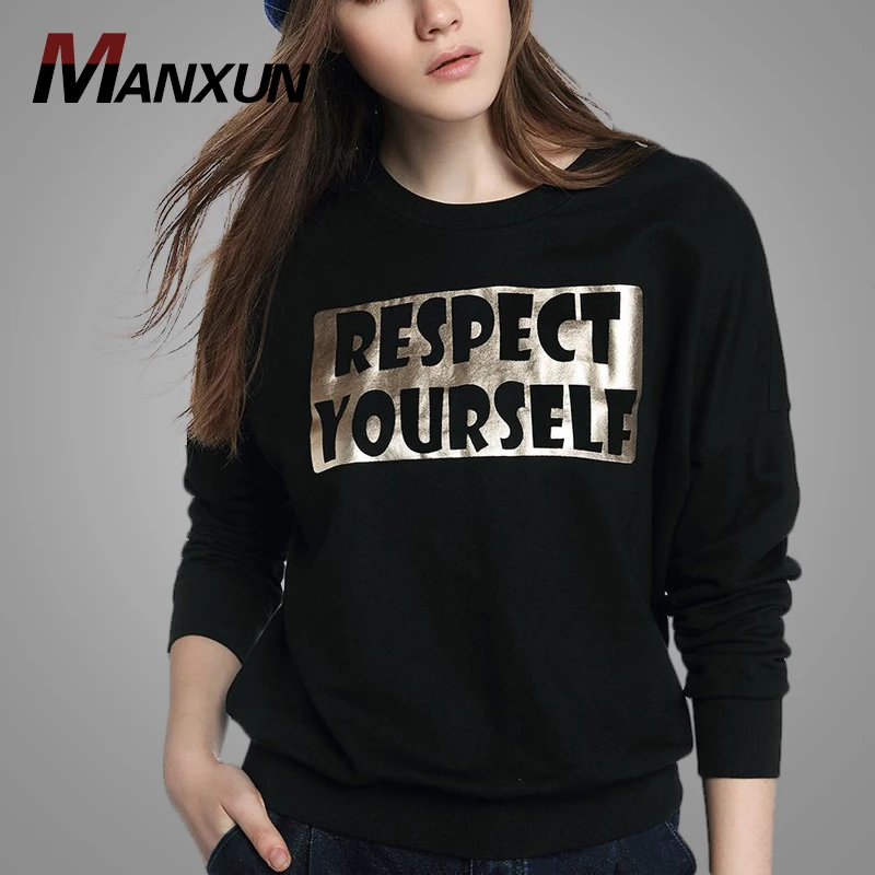 Wholesale Black Letters Slogan T-shirt Women Cartoon Round Neck Sports Casual Sequin T-shirt Female