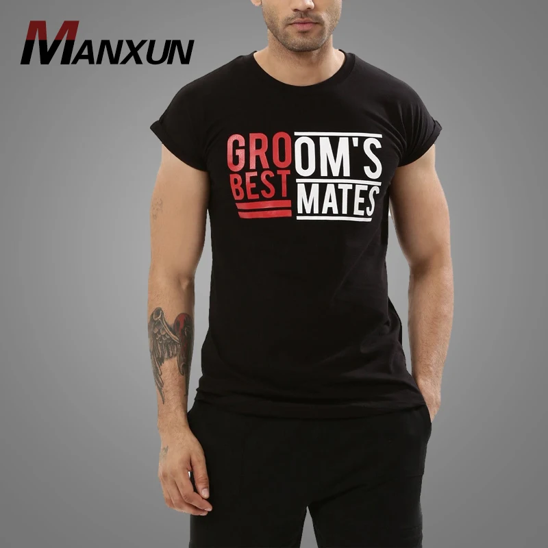 Custom Slogan Printed Cap Sleeve Mens T Shirt 100% Cotton Black Tshirt 2018