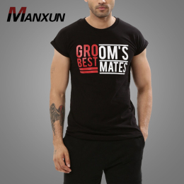 Custom Slogan Printed Cap Sleeve Mens T Shirt 100% Cotton Black Tshirt 2018