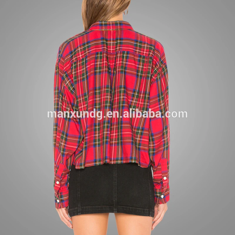 Hot Sell OEM Wholesale Classic Plaid Vintage Blouse Latest Custom Elegant Women Tops Blouses 2018 5