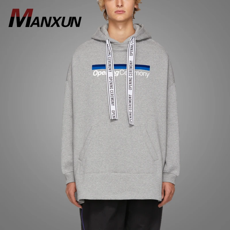 Custom Logo Fleece Sweatshirt Grey Hoodies Oversized Streetwear Hip Hop Hoodie 2018